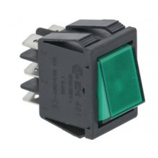 Buton basculant bipolar verde 16A 250V 120°C 22x30mm #3319030