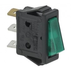 Buton basculant 1 pol verde iluminat 16A 250V 3C 120°C 11x30mm #3319967