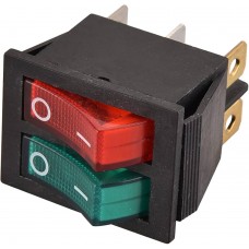 Intrerupator dublu iluminat 2x(ON-OFF) 15A 250V 37x31x25mm #70785