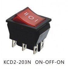 Buton basculant cu revenire I-0-II 15A 250V rosu #KCD4-203N-C6