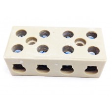 Bloc terminal ceramic 4 poli 10mm² 30A 450V L=60mm #550414